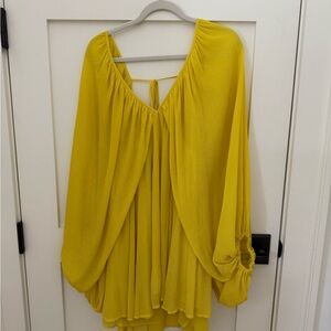 Tularosa Gold Long Sleeve Ruffled Mini Dress